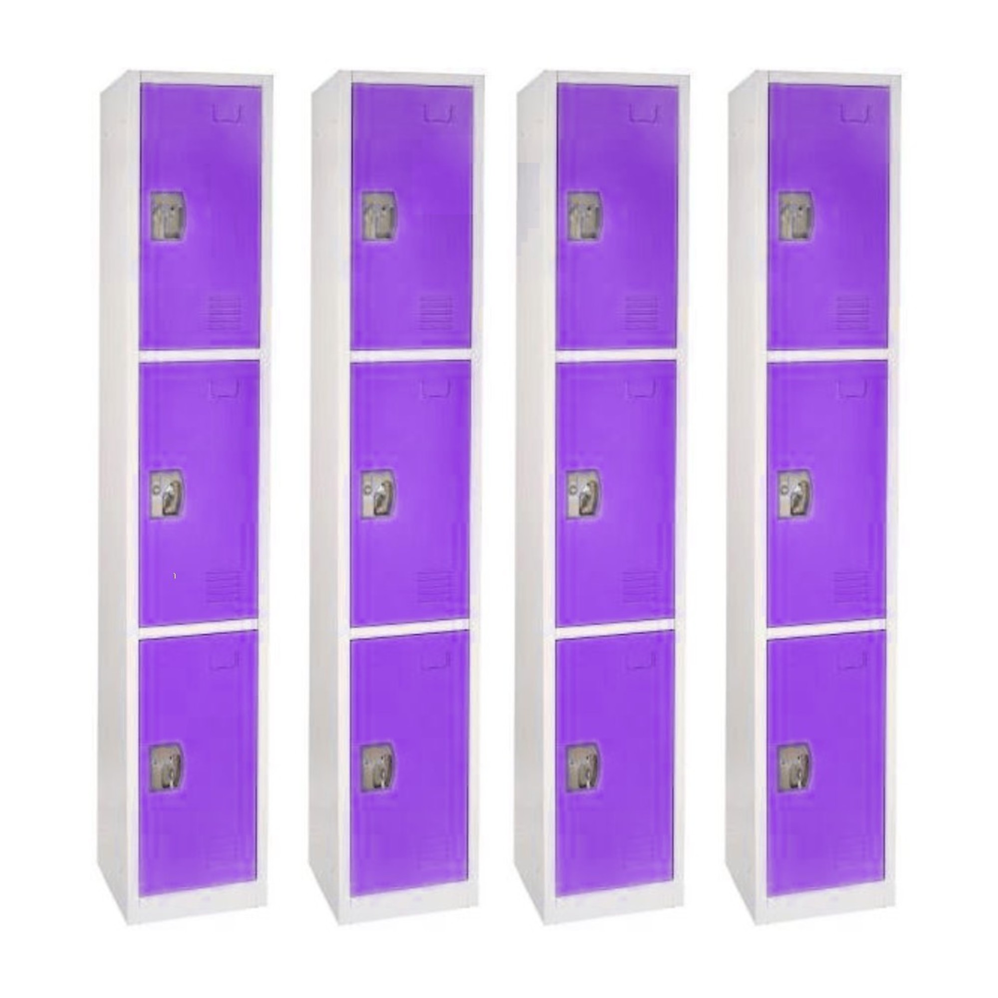 Alpine, 72in.H 3-Tier Steel Locker, Purple, 4-Pack, Height 72 in, Width 12 in, Color Purple, Model# ADI629-203-PUR-4PK